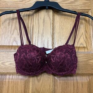 VS Pink Maroon Lace Bra